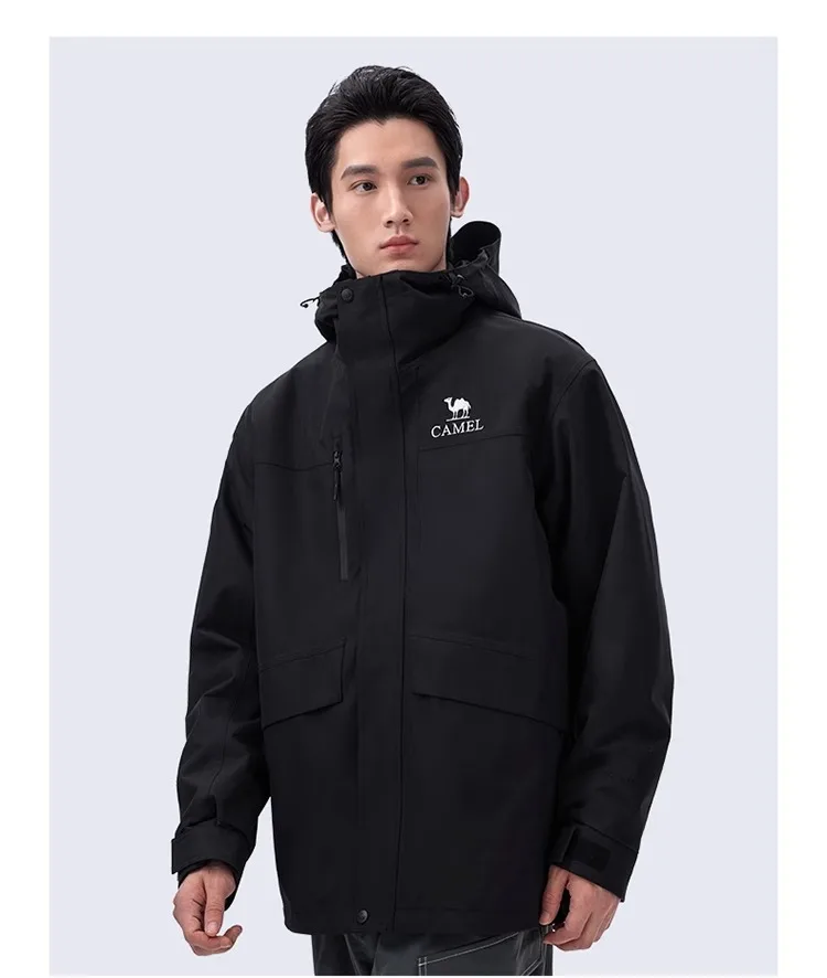 GOLDEN CAMEL Hiking Jackets for Women Men Three-in-one Windproof Waterproof Fleece Jacket Winter Mountaineering Coats Clothing