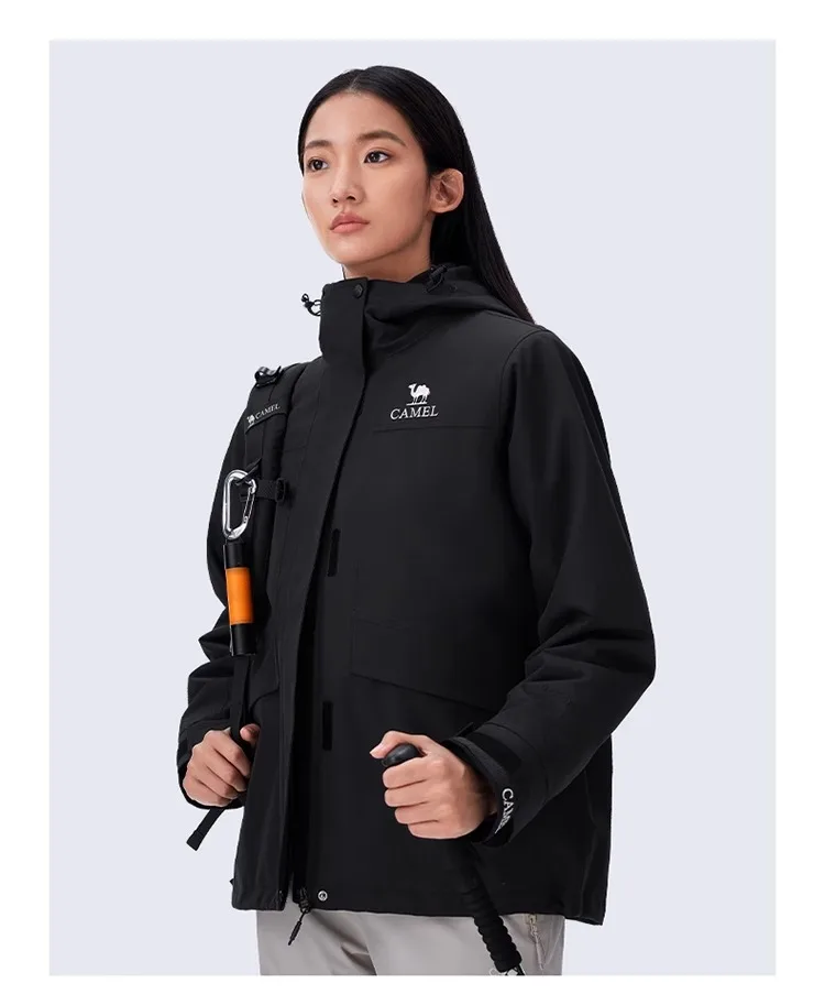 GOLDEN CAMEL Hiking Jackets for Women Men Three-in-one Windproof Waterproof Fleece Jacket Winter Mountaineering Coats Clothing