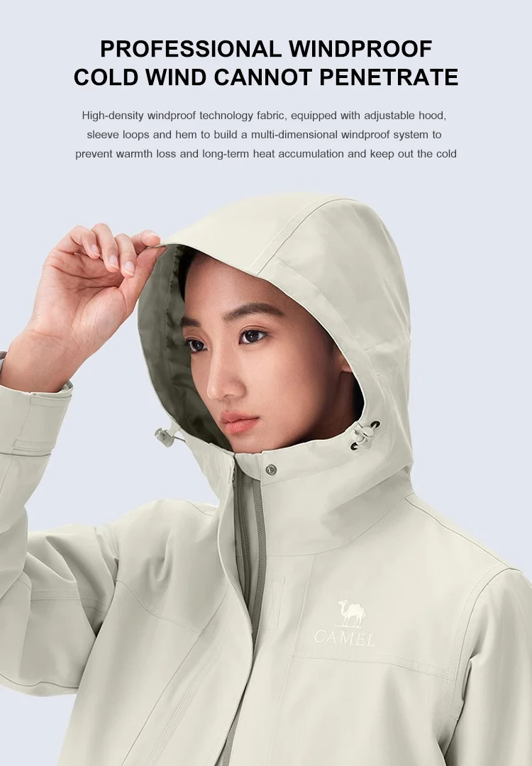 GOLDEN CAMEL Hiking Jackets for Women Men Three-in-one Windproof Waterproof Fleece Jacket Winter Mountaineering Coats Clothing