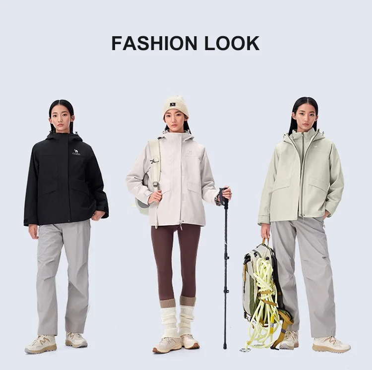 GOLDEN CAMEL Hiking Jackets for Women Men Three-in-one Windproof Waterproof Fleece Jacket Winter Mountaineering Coats Clothing
