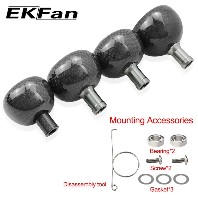 EKFan High Quality 38MM/45MM/48MM Carbon Fiber Fishing Reel Handle Knobs For SHI Bait Casting Spinning Reels Fishing Tackle