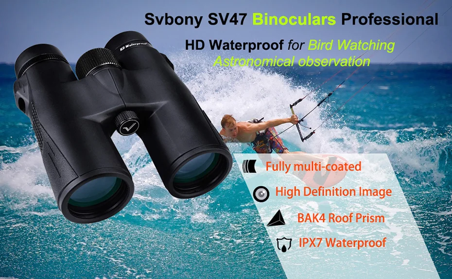 Svbony SV47 Binoculars 8x42/10x42 HD Waterproof BirdWatching Moncular Telescope for Adults FMC Bak4 Prism for Hunting Camping