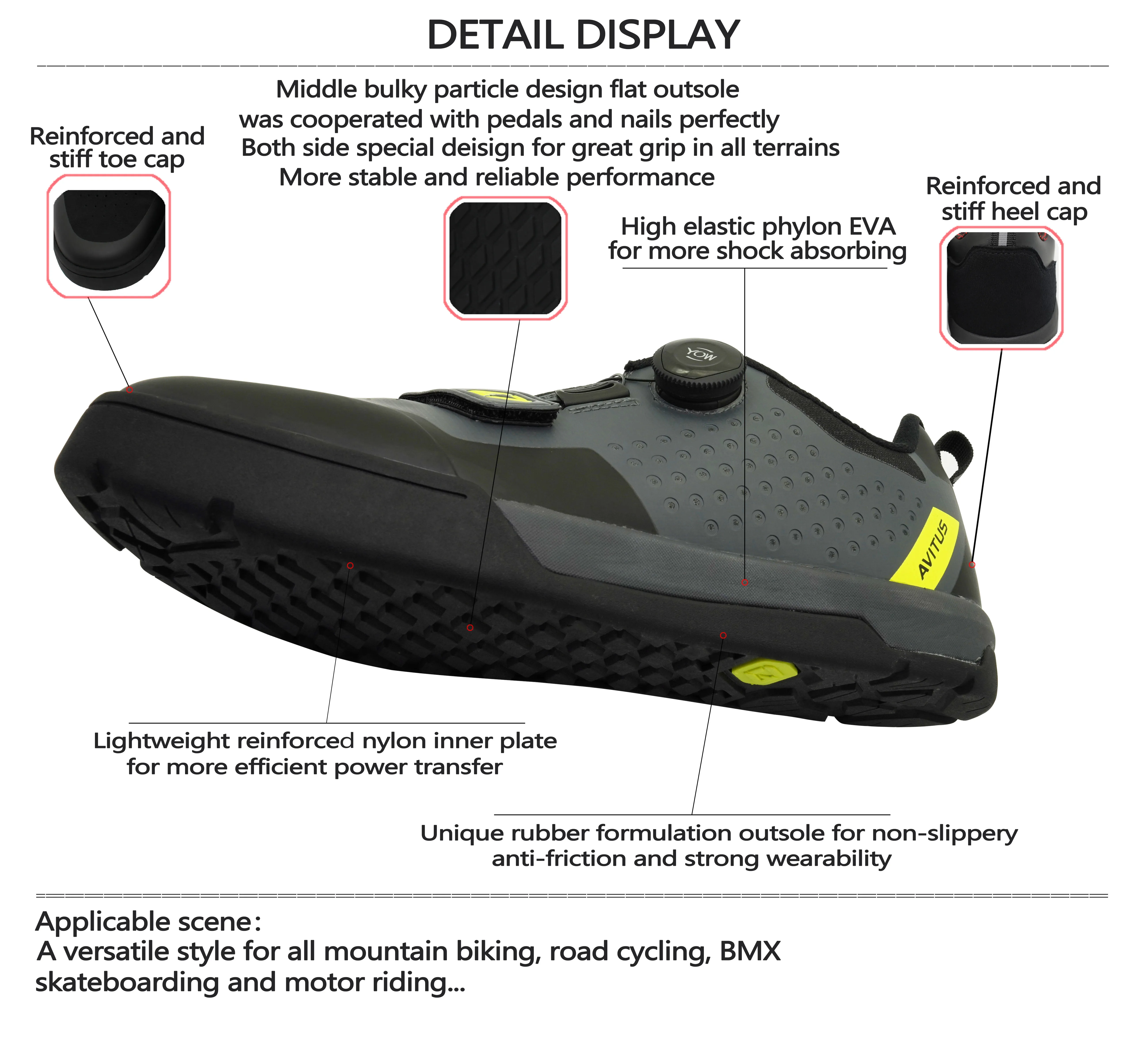 AVITUS Mountain Bike Shoes Zapatillas MTB Shoes Flat Pedal Free Ride Downhill Commuting Road and Dual Slalom Sapatilha MTB Shoe