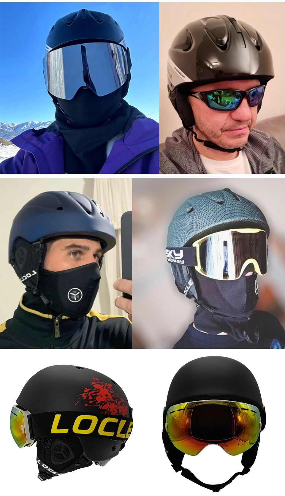 LOCLE Ski Helmet Men Women CE Safety In-mold Skiing Snowboard Skateboard Snowmobile Helmet Size S/M/L/XL