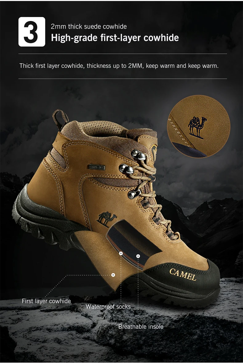 GOLDEN CAMEL Waterproof Hiking Shoes High TopTactical Military Hiking Boots Anti-Slip Man Sneakers Trekking Shoes For Men 2023