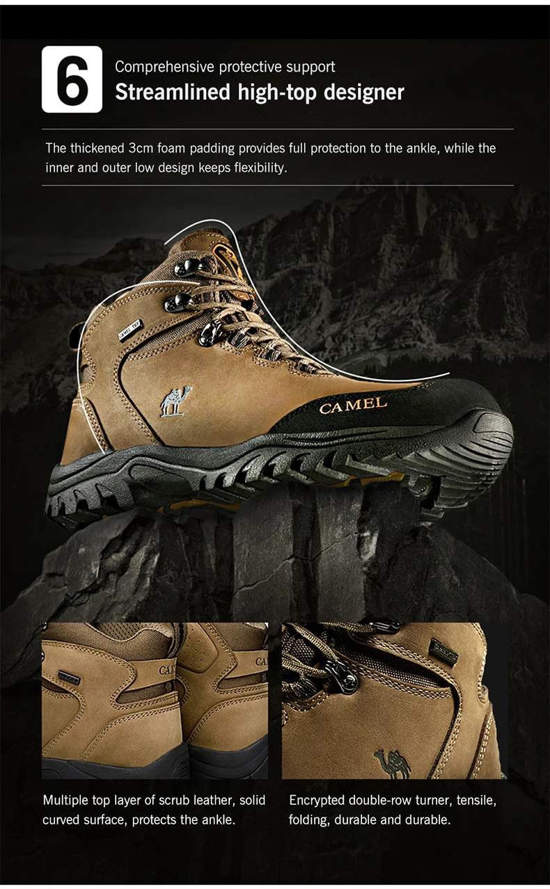 GOLDEN CAMEL Waterproof Hiking Shoes High TopTactical Military Hiking Boots Anti-Slip Man Sneakers Trekking Shoes For Men 2023