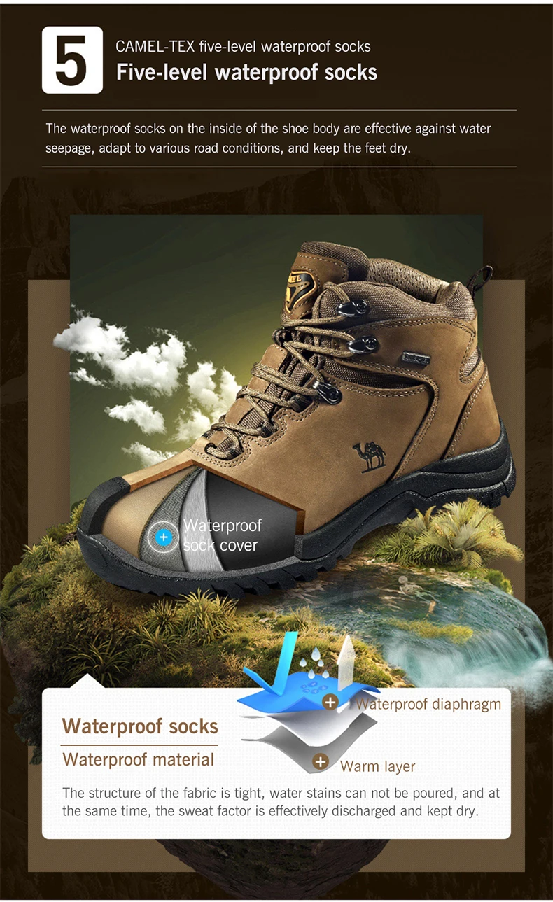GOLDEN CAMEL Waterproof Hiking Shoes High TopTactical Military Hiking Boots Anti-Slip Man Sneakers Trekking Shoes For Men 2023