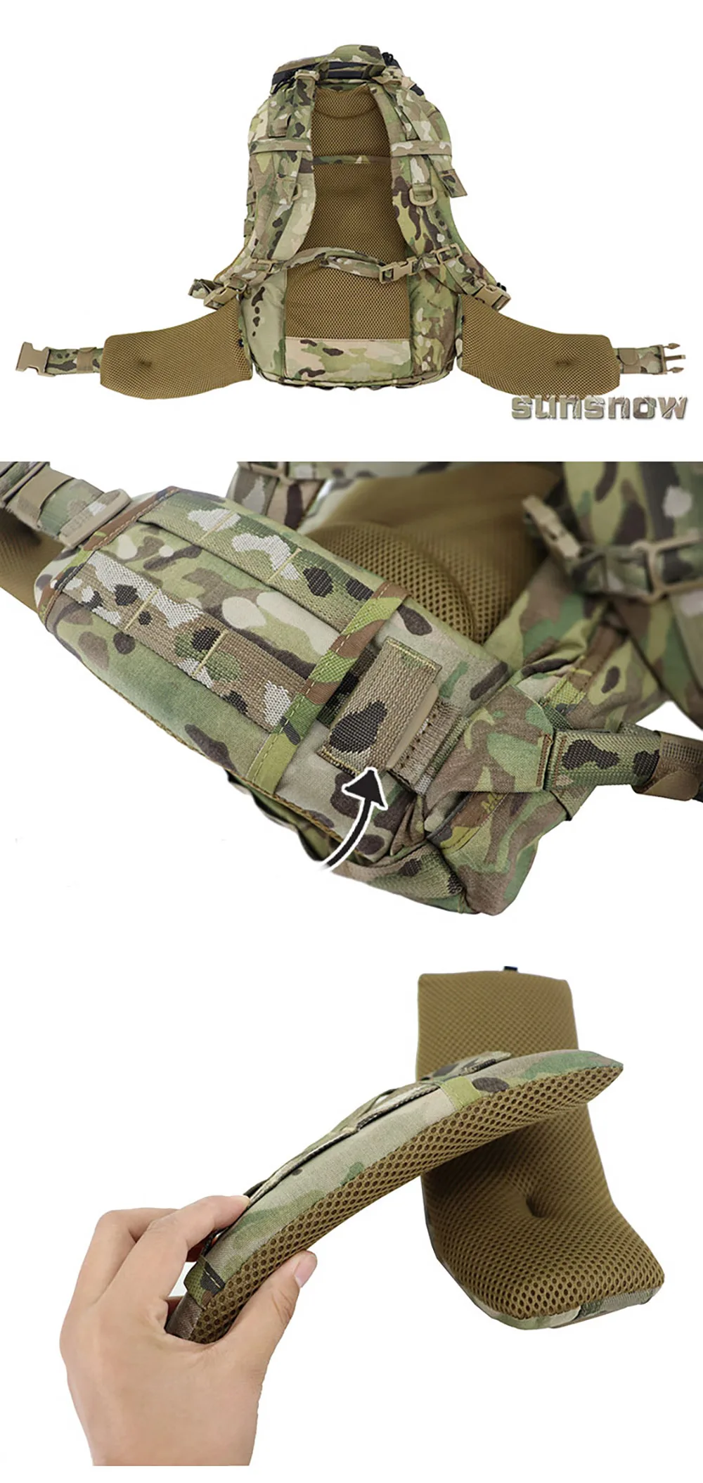 1 Pair Backpack Reinforced Waistband Tactical Waist Pad Protection For 2-/day ASAP 38mm Waist Belt
