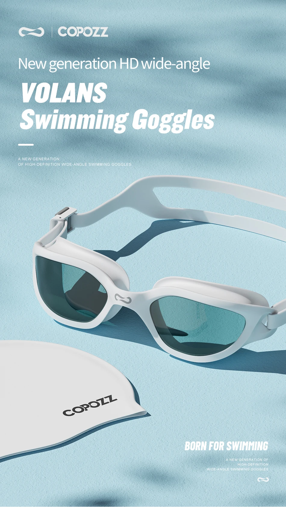 Copozz Swimming Goggles Waterproof VISTEX Anti Fog Mirrored Adjustable Silicone Swim Glasses Professional Swim Equipment Eyewear
