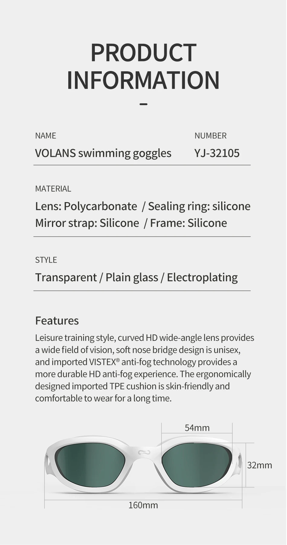 Copozz Swimming Goggles Waterproof VISTEX Anti Fog Mirrored Adjustable Silicone Swim Glasses Professional Swim Equipment Eyewear