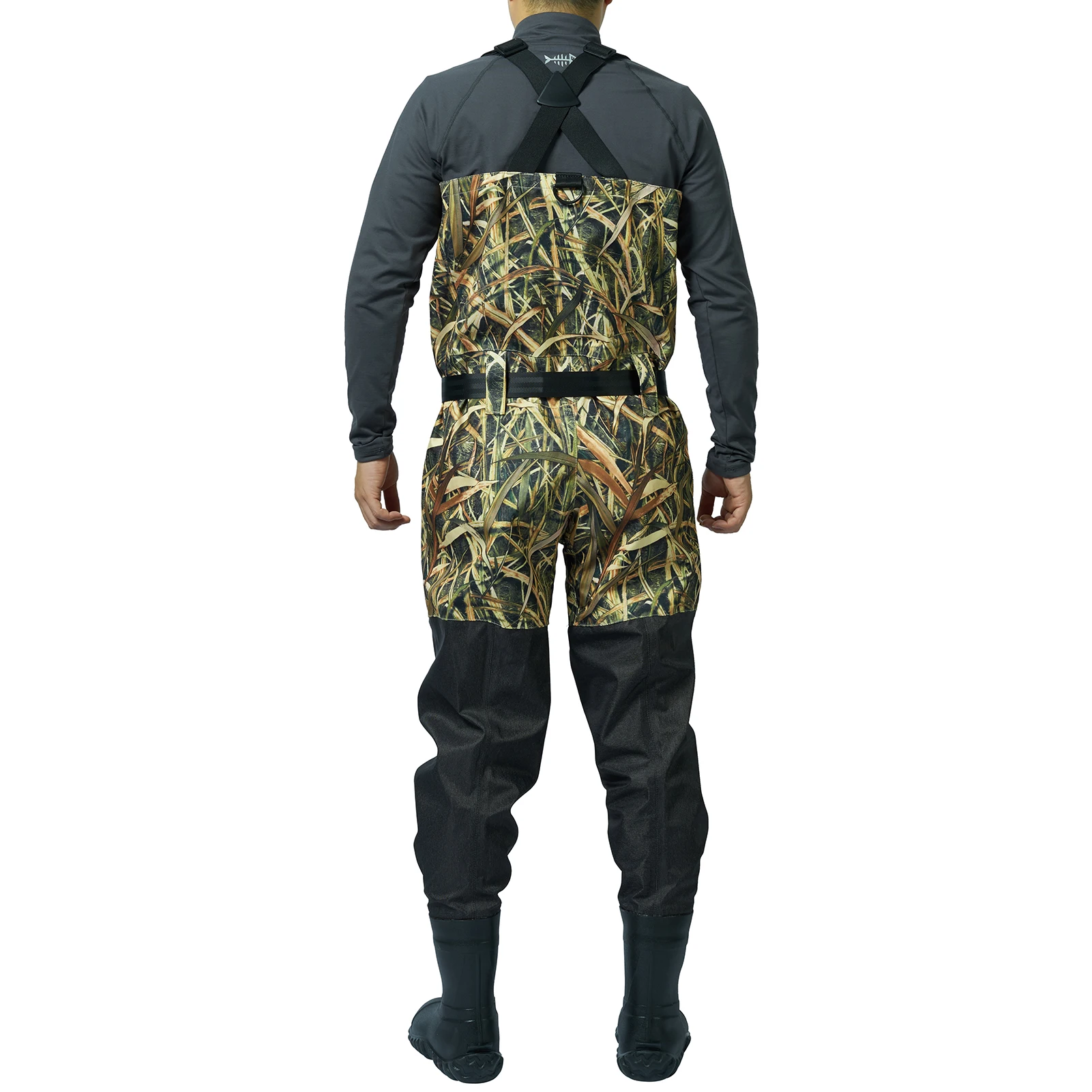 BASSDASH Men Women Boot Foot Waders Breathable Lightweight Fishing Hunting Mossy Wood Reeds Printing Long Trousers With Boot