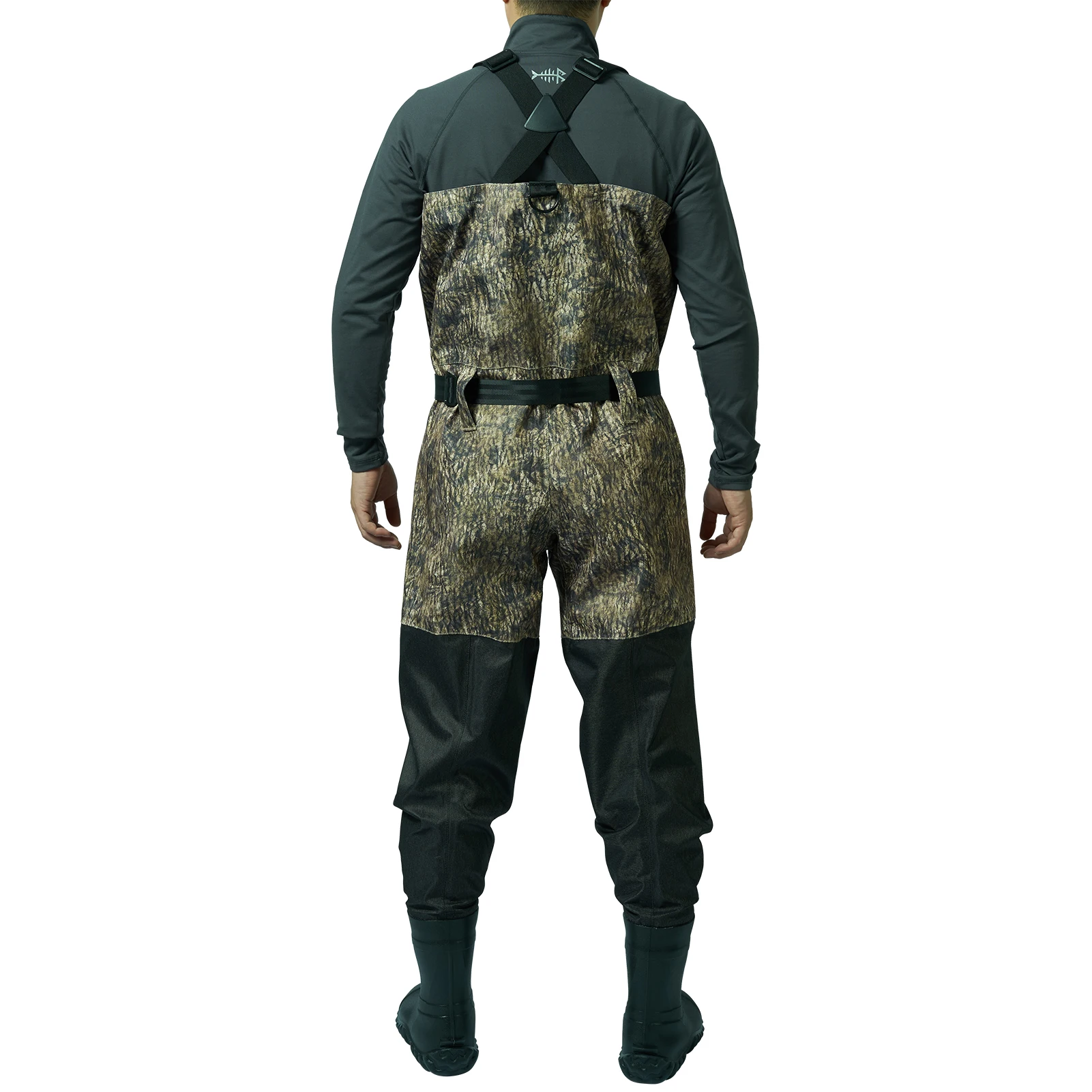 BASSDASH Men Women Boot Foot Waders Breathable Lightweight Fishing Hunting Mossy Wood Reeds Printing Long Trousers With Boot