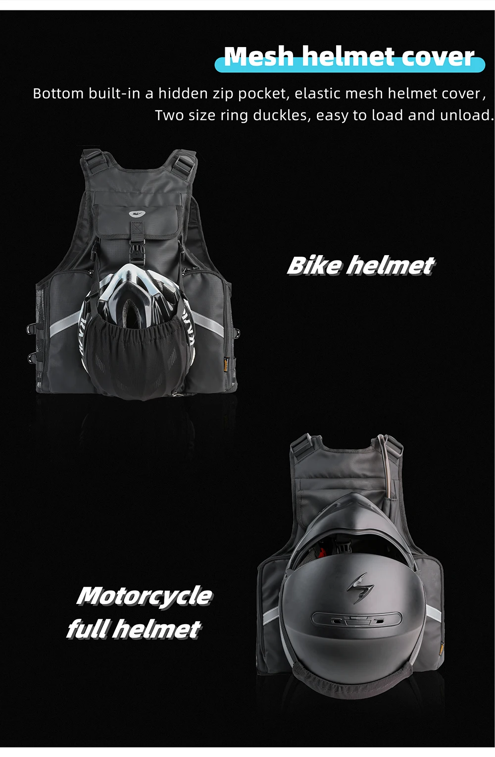 Rhinowalk Bicycle Jacket Motor Vest Fashion Breathable Motocross Vest Adjustable Size Support 2L/3L Water Bag And Back Helmet