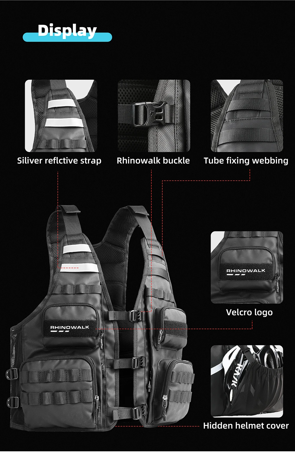 Rhinowalk Bicycle Jacket Motor Vest Fashion Breathable Motocross Vest Adjustable Size Support 2L/3L Water Bag And Back Helmet