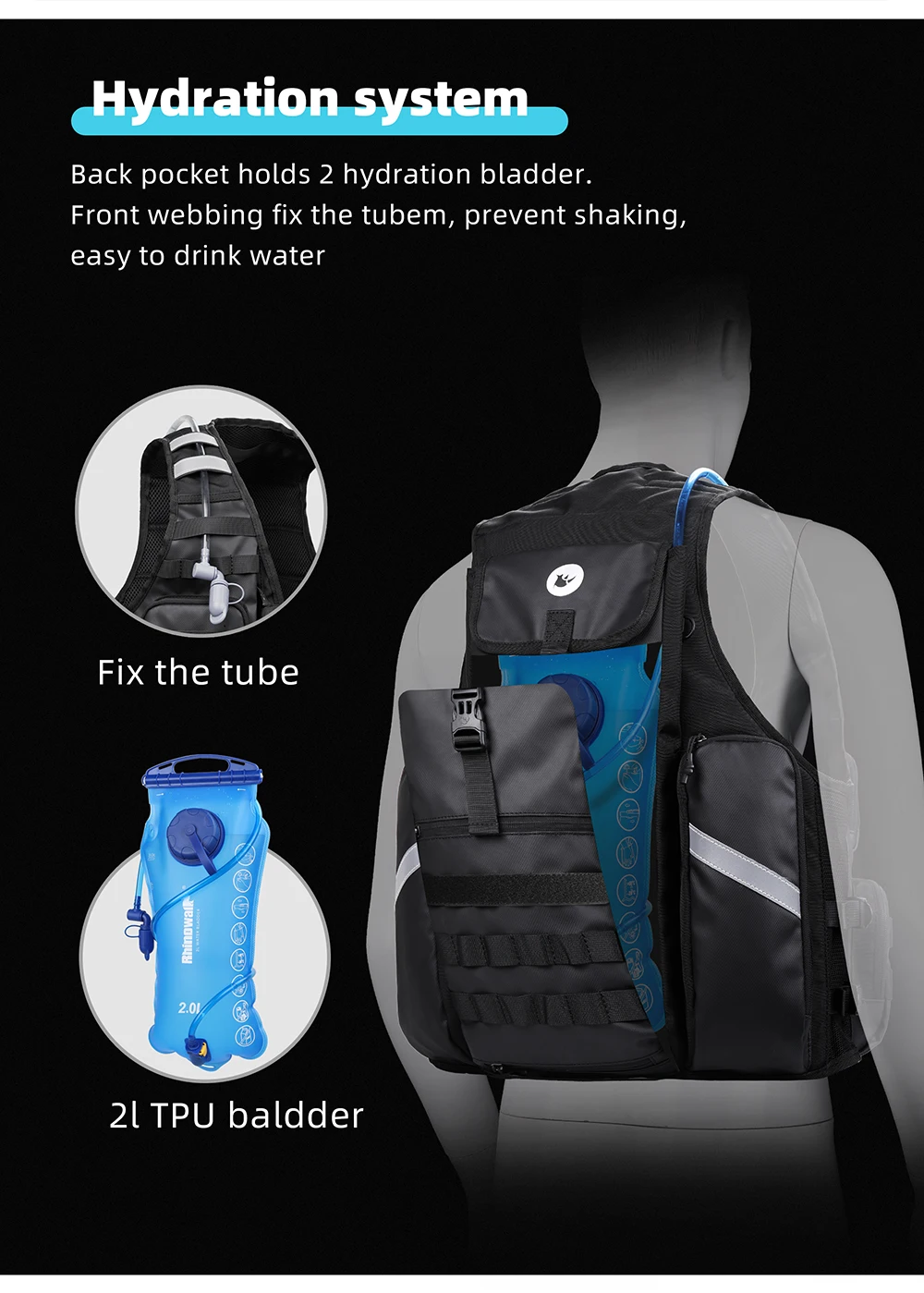 Rhinowalk Bicycle Jacket Motor Vest Fashion Breathable Motocross Vest Adjustable Size Support 2L/3L Water Bag And Back Helmet