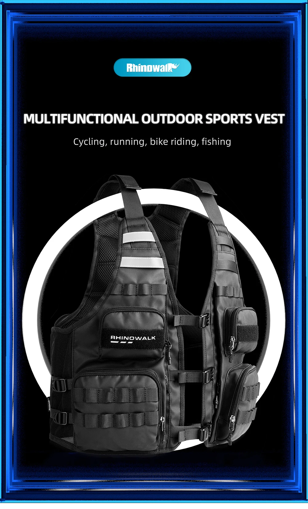 Rhinowalk Bicycle Jacket Motor Vest Fashion Breathable Motocross Vest Adjustable Size Support 2L/3L Water Bag And Back Helmet
