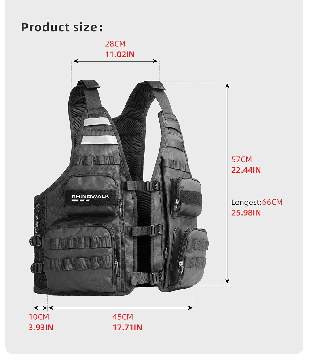 Rhinowalk Bicycle Jacket Motor Vest Fashion Breathable Motocross Vest Adjustable Size Support 2L/3L Water Bag And Back Helmet