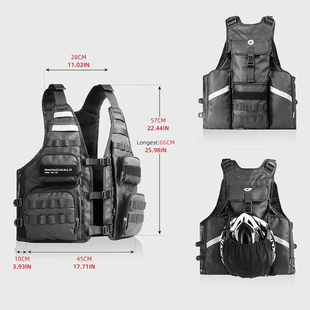 Rhinowalk Bicycle Jacket Motor Vest Fashion Breathable Motocross Vest Adjustable Size Support 2L/3L Water Bag And Back Helmet