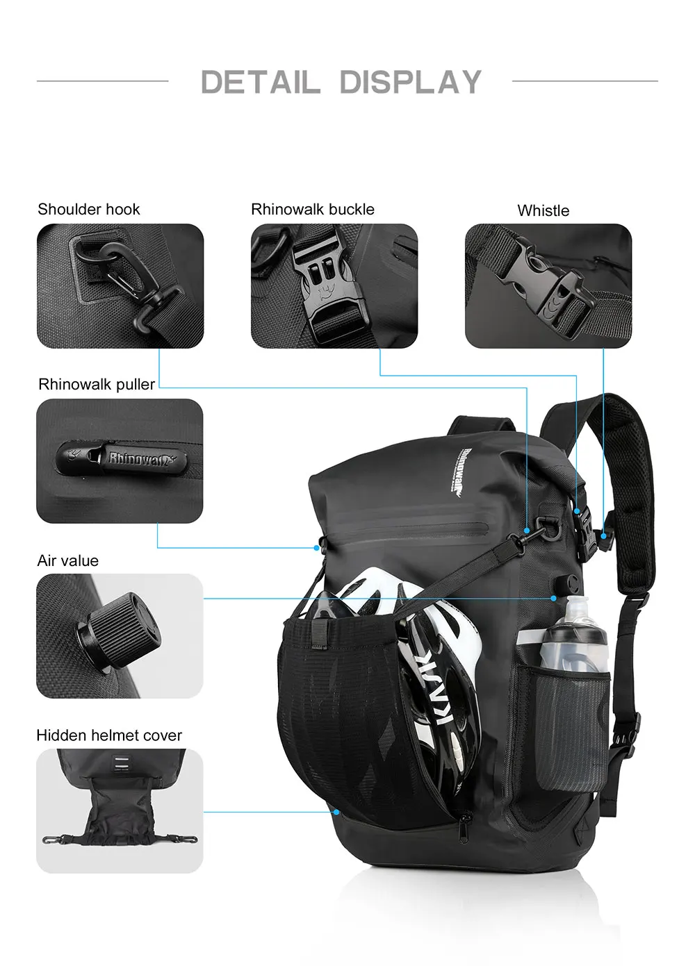 Rhinowalk 22L Waterproof Bike Pannier Bag Portable Cycling Backpack Bicycle Rear Rack MTB Trunk Bag Pack Luggage Carry