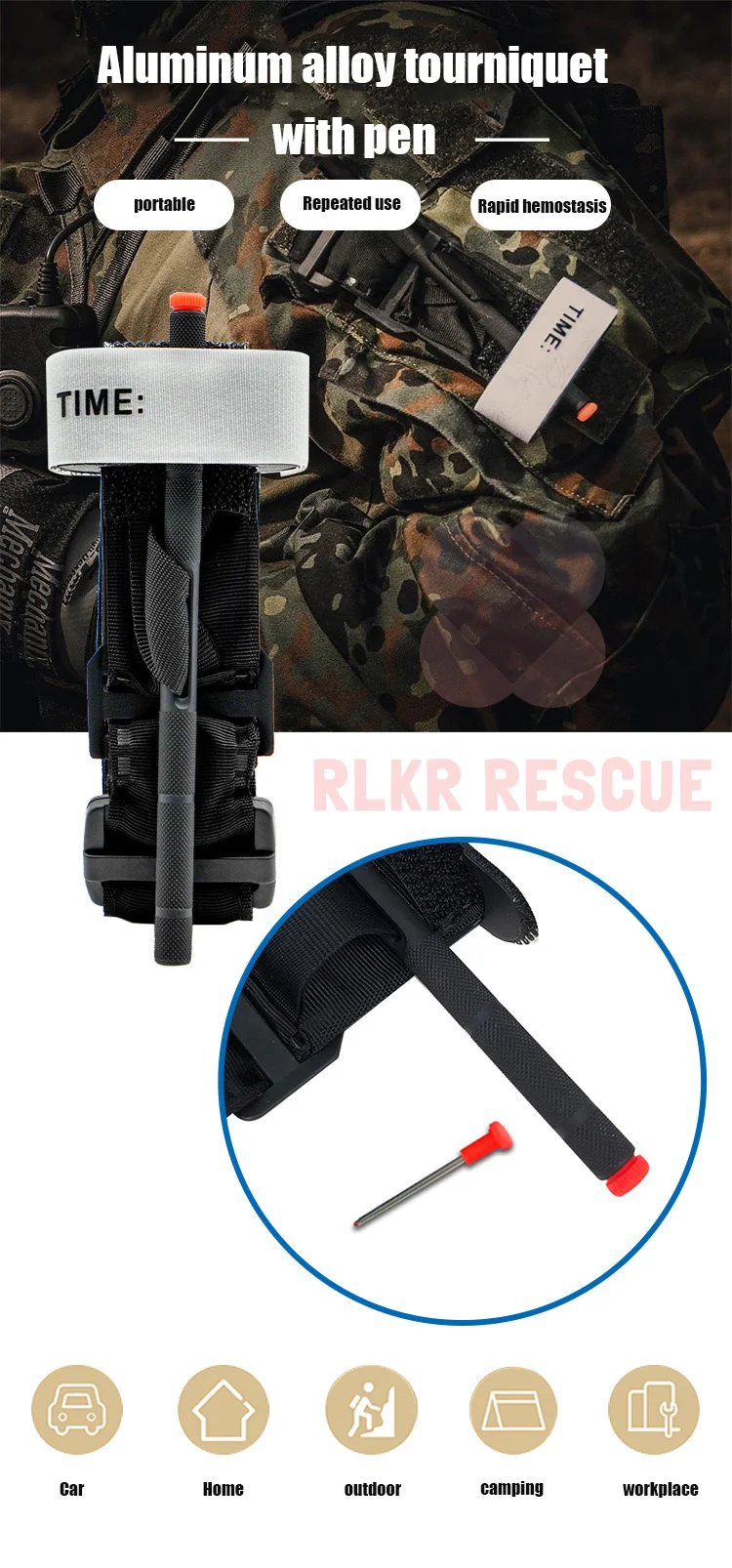 Poseidon Survival Tourniquet Aluminum Turnstile Combat Rotating Medical Emergency Strap Trauma IFAK Gear