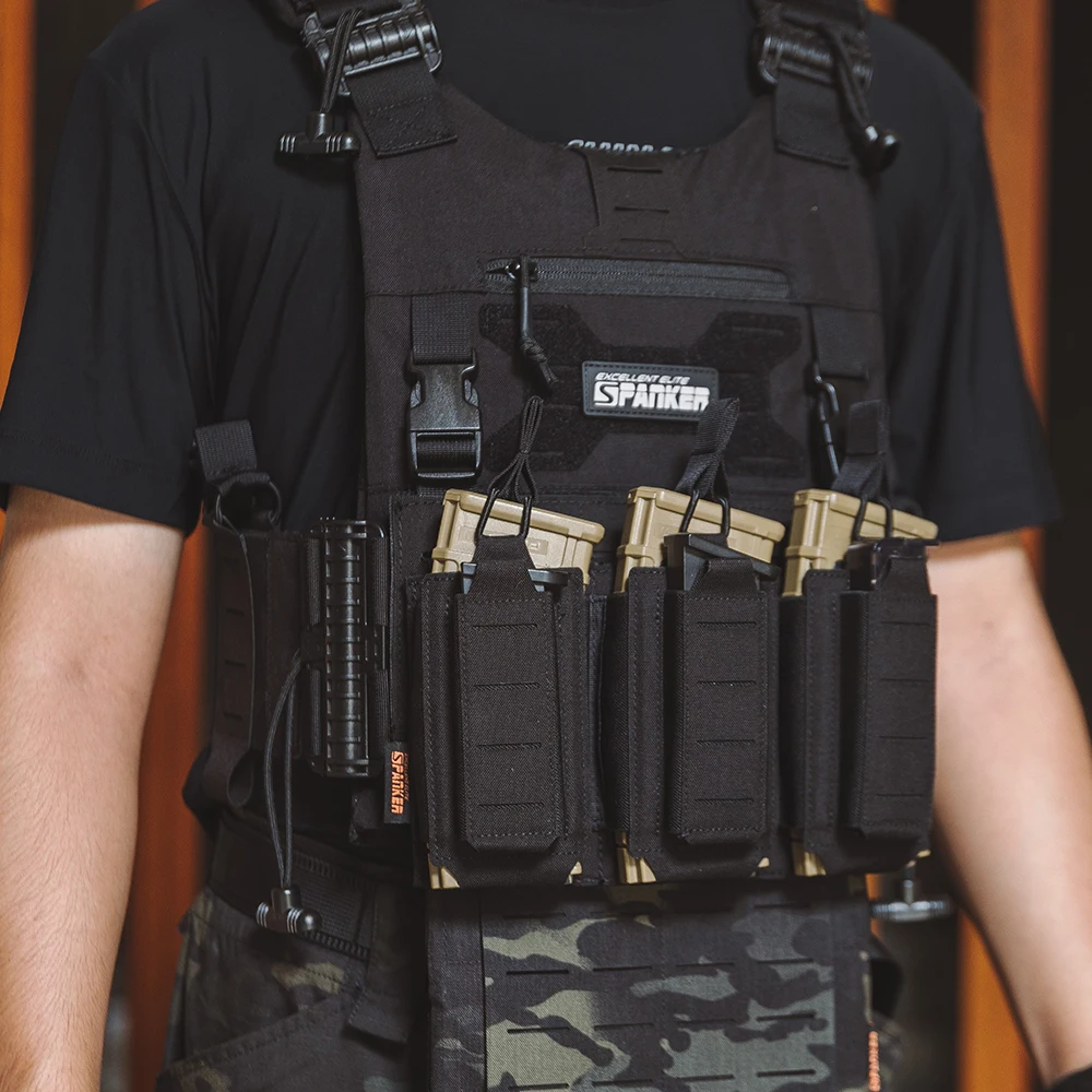 Triple Mag Pouch Open-Top Rifle Mag Pouches and Pistol Magazine Pouches for M4 M16 AK Molle Backpack Airsoft Gear