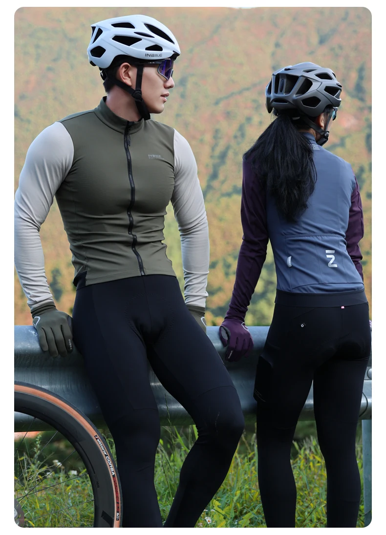 INBIKE Winter Fleece Women's Long Sleeve Jersey Autumn Thermal Cycling Suit Mountain Road Bike Jacket Windproof Riding Clothing