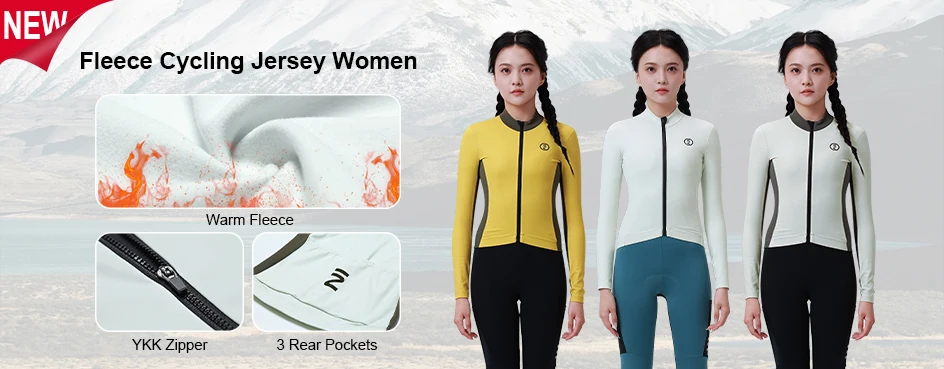 INBIKE Winter Fleece Women's Long Sleeve Jersey Autumn Thermal Cycling Suit Mountain Road Bike Jacket Windproof Riding Clothing
