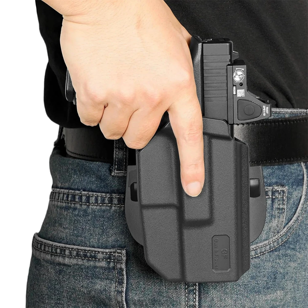 For G17/G19 (Gen1-5),G23/G31/G32/G22(Gen3-4),G19X/G45/G44 Holster,Polymer Thumb Release OWB Paddle Bag Tactical Tools Right hand
