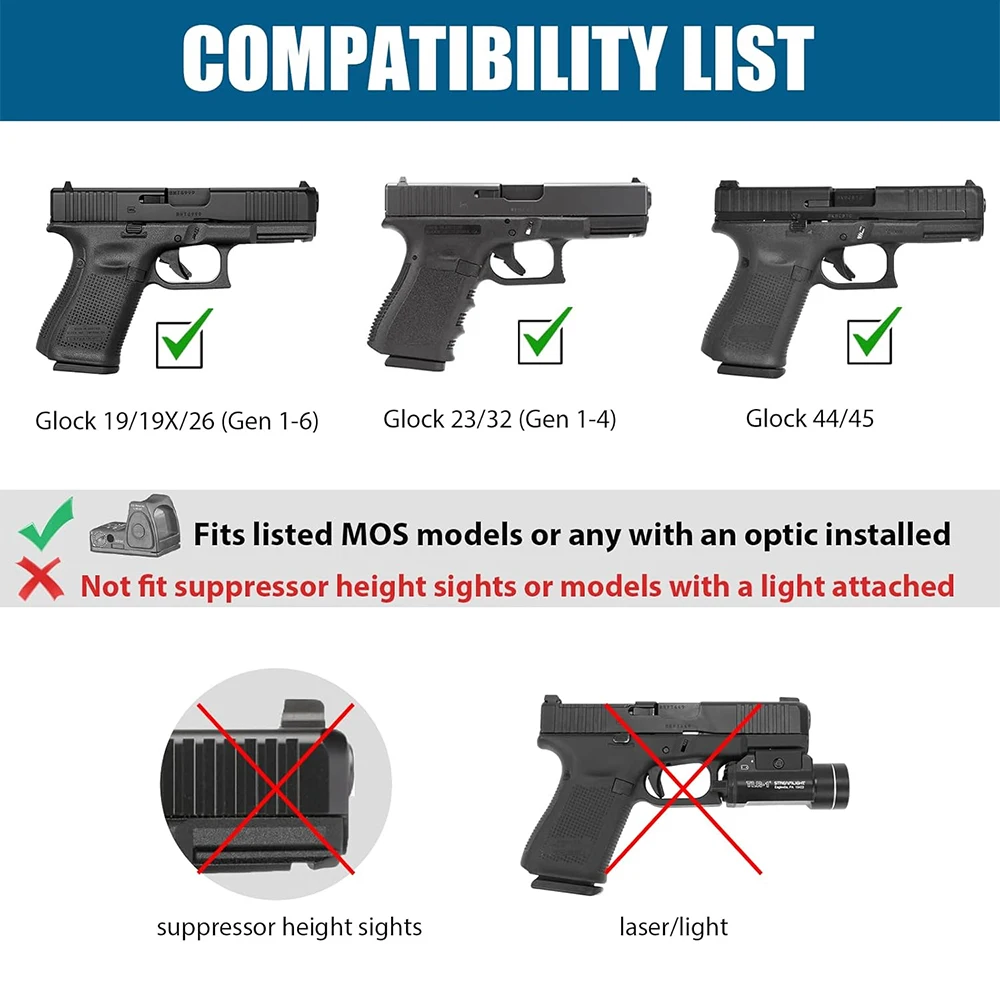 For G17/G19 (Gen1-5),G23/G31/G32/G22(Gen3-4),G19X/G45/G44 Holster,Polymer Thumb Release OWB Paddle Bag Tactical Tools Right hand
