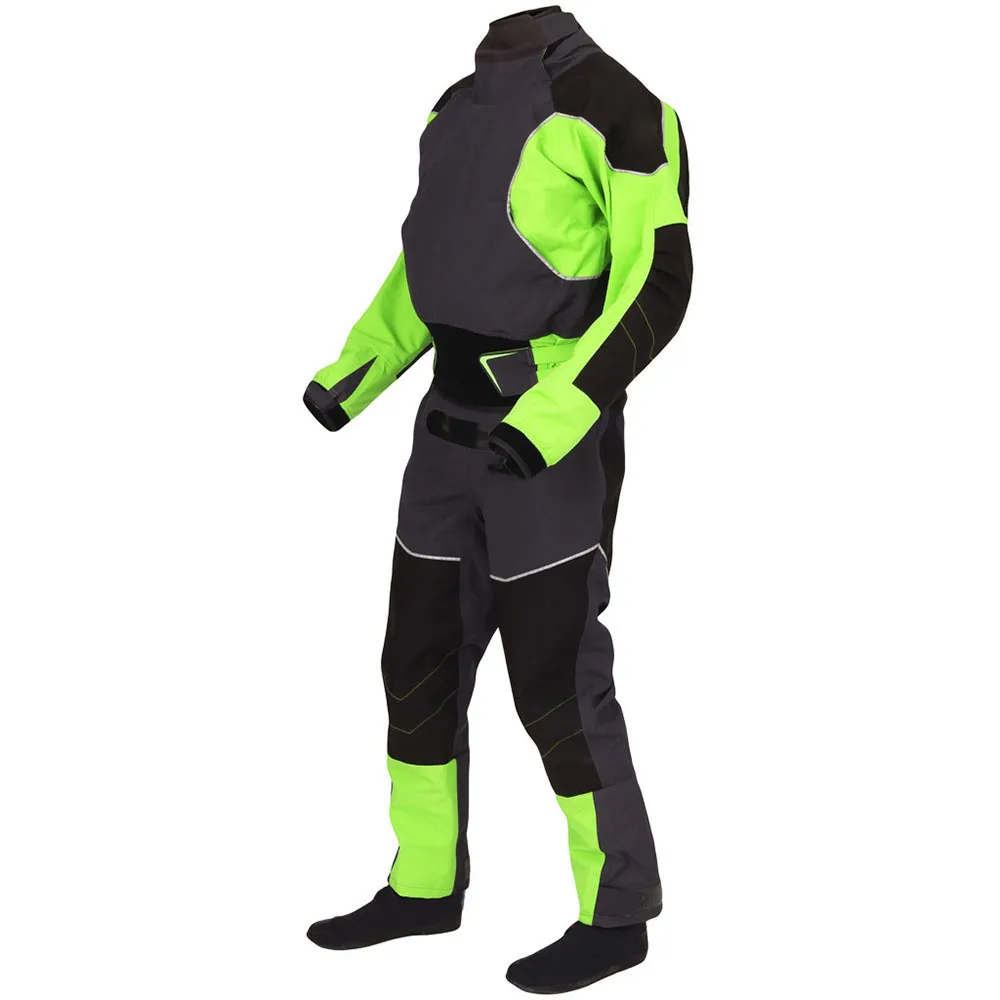 LKVER Kayak Dry Suit For Men Latex Gaskets on Neck and Wrist Dual-adjustable Overskirt, Hook-and-loop Neoprene Locks Down