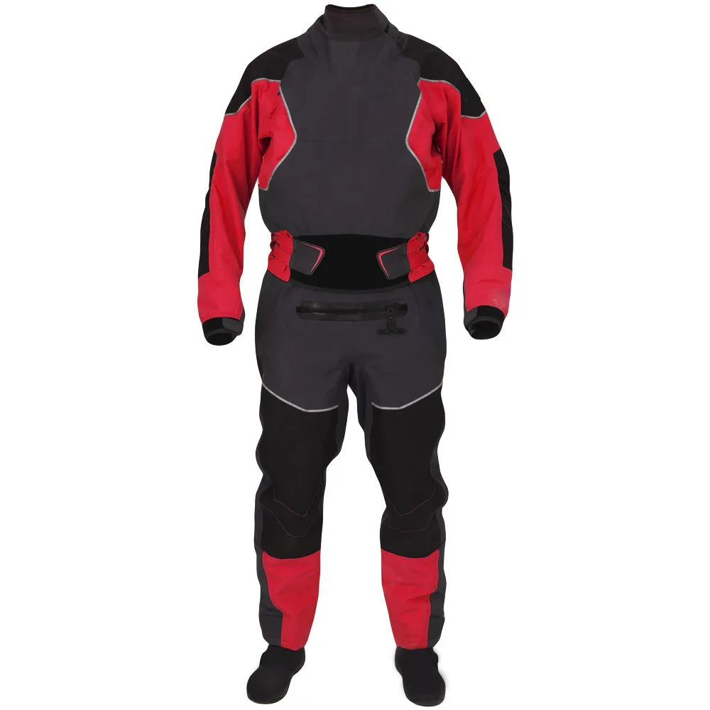 LKVER Kayak Dry Suit For Men Latex Gaskets on Neck and Wrist Dual-adjustable Overskirt, Hook-and-loop Neoprene Locks Down