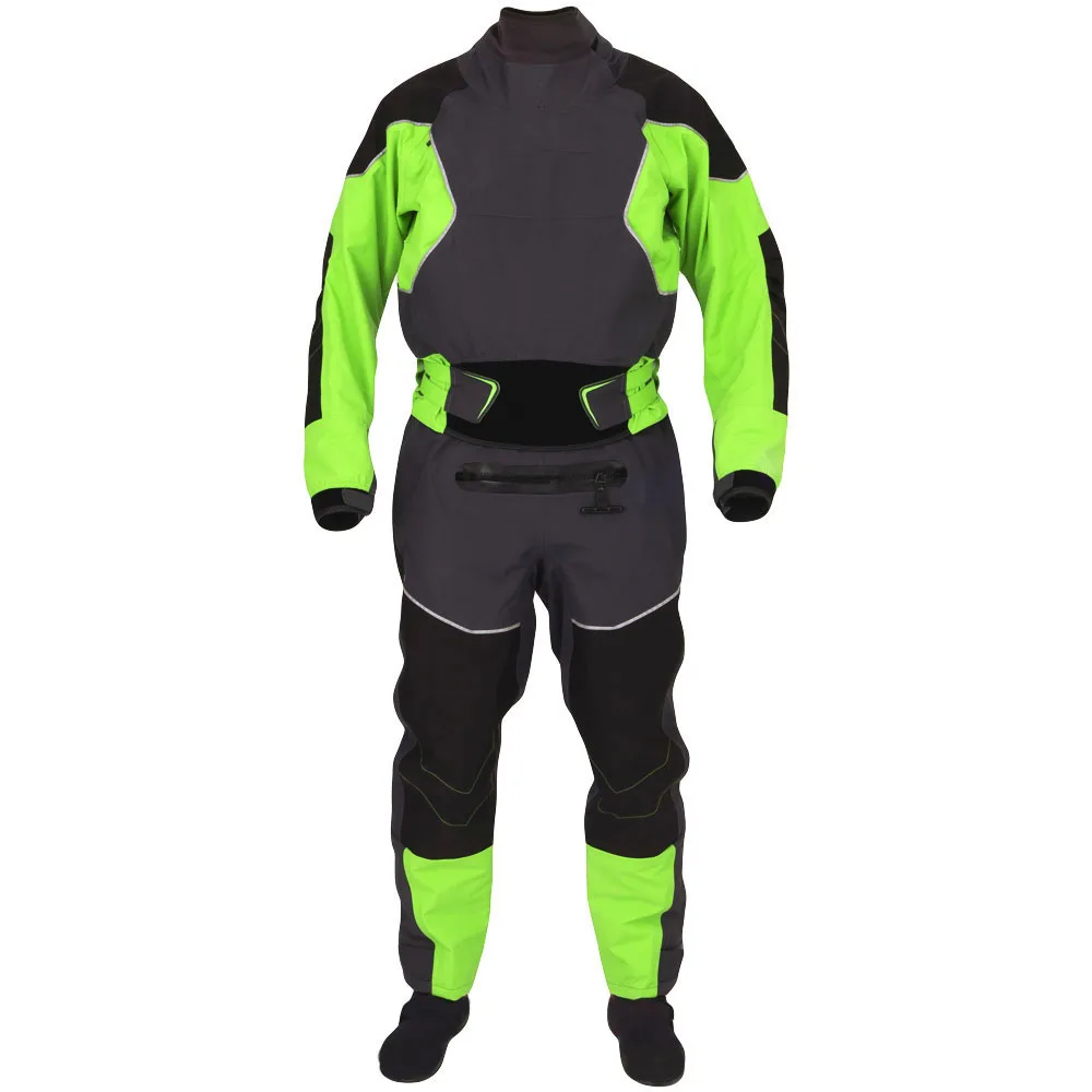 LKVER Kayak Dry Suit For Men Latex Gaskets on Neck and Wrist Dual-adjustable Overskirt, Hook-and-loop Neoprene Locks Down