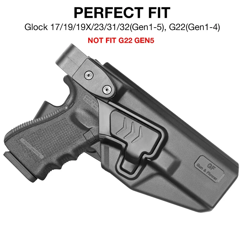 For Glock 17/19/19x/ 23/31/32/45(Gen 1-5) G22 (Gen 1-4) Level III,OWB Holster,Retention Polymer Tactical Bag | Gun & Flower