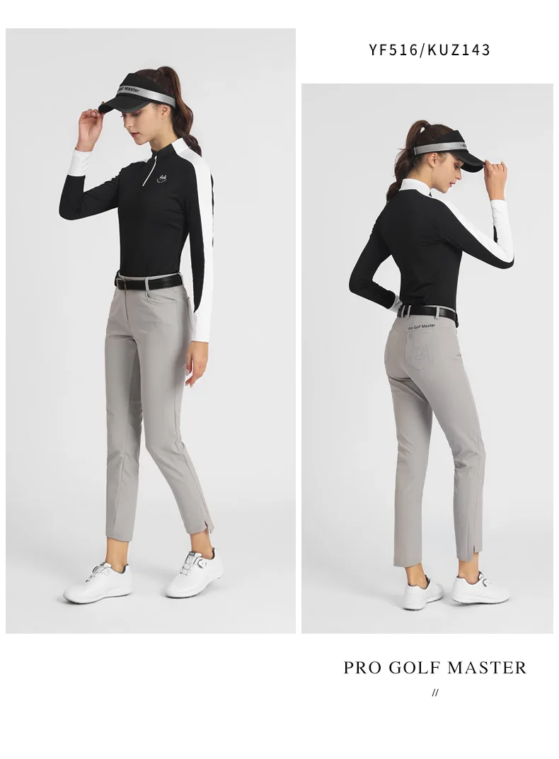 PGM Women's Golf Pants Windproof Warm Sports Pants Autumn Winter Ladies Split Slim Trousers Ankle Length Casual Sweatpants XS-XL