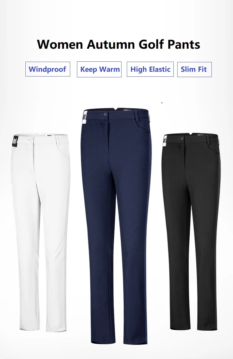 PGM Women's Golf Pants Windproof Warm Sports Pants Autumn Winter Ladies Split Slim Trousers Ankle Length Casual Sweatpants XS-XL