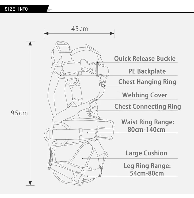 Rock Climbing Harness Full Body Safety Belt with 5 D-Ring Universal Aerial Work Protective Equipment