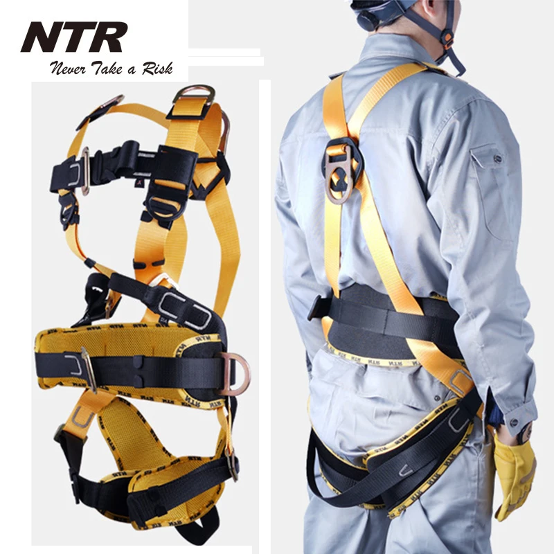 Rock Climbing Harness Full Body Safety Belt with 5 D-Ring Universal Aerial Work Protective Equipment