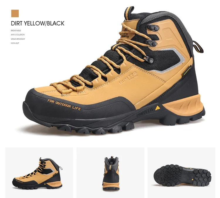 HUMTTO Waterproof Boots for Men Luxury Designer Outdoor Hiking Shoes Climbing Trekking Sneakers Leather Safety Mens Ankle Boots