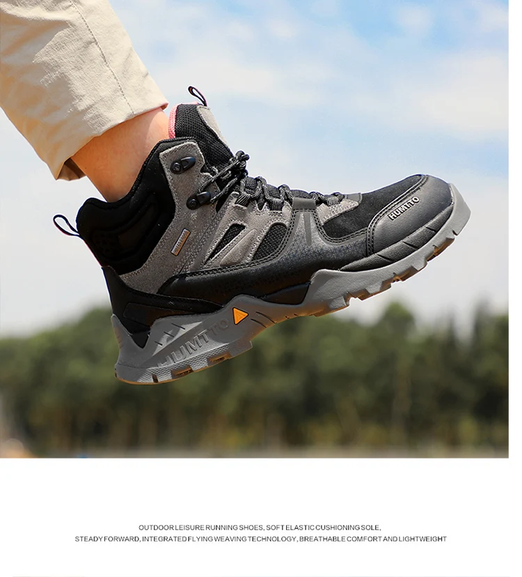 HUMTTO Waterproof Boots for Men Luxury Designer Outdoor Hiking Shoes Climbing Trekking Sneakers Leather Safety Mens Ankle Boots