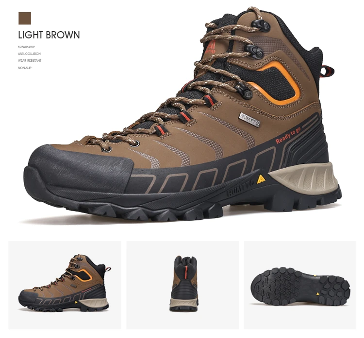 HUMTTO Waterproof Boots for Men Luxury Designer Outdoor Hiking Shoes Climbing Trekking Sneakers Leather Safety Mens Ankle Boots