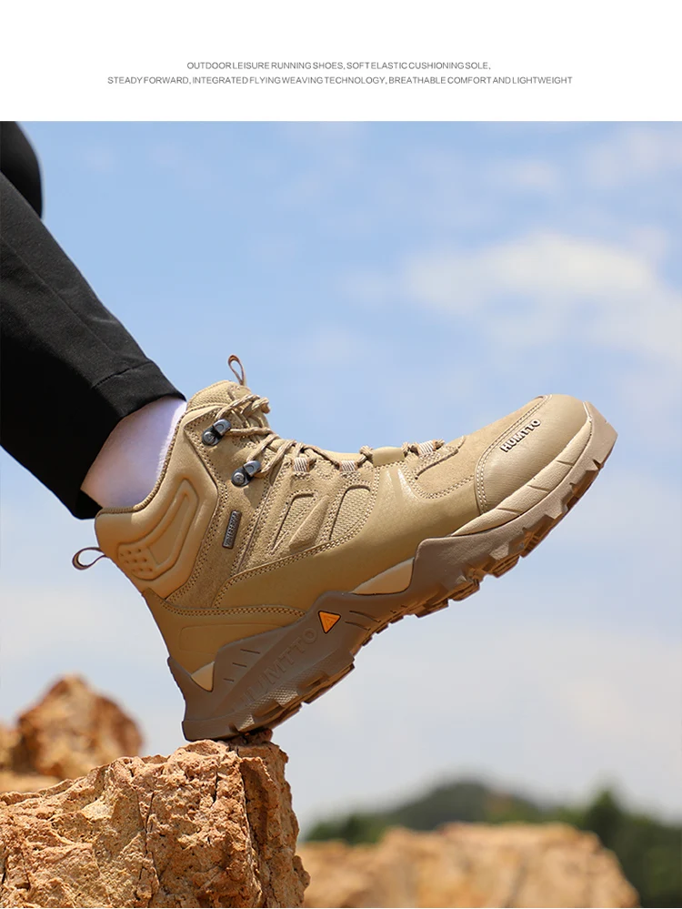HUMTTO Waterproof Boots for Men Luxury Designer Outdoor Hiking Shoes Climbing Trekking Sneakers Leather Safety Mens Ankle Boots