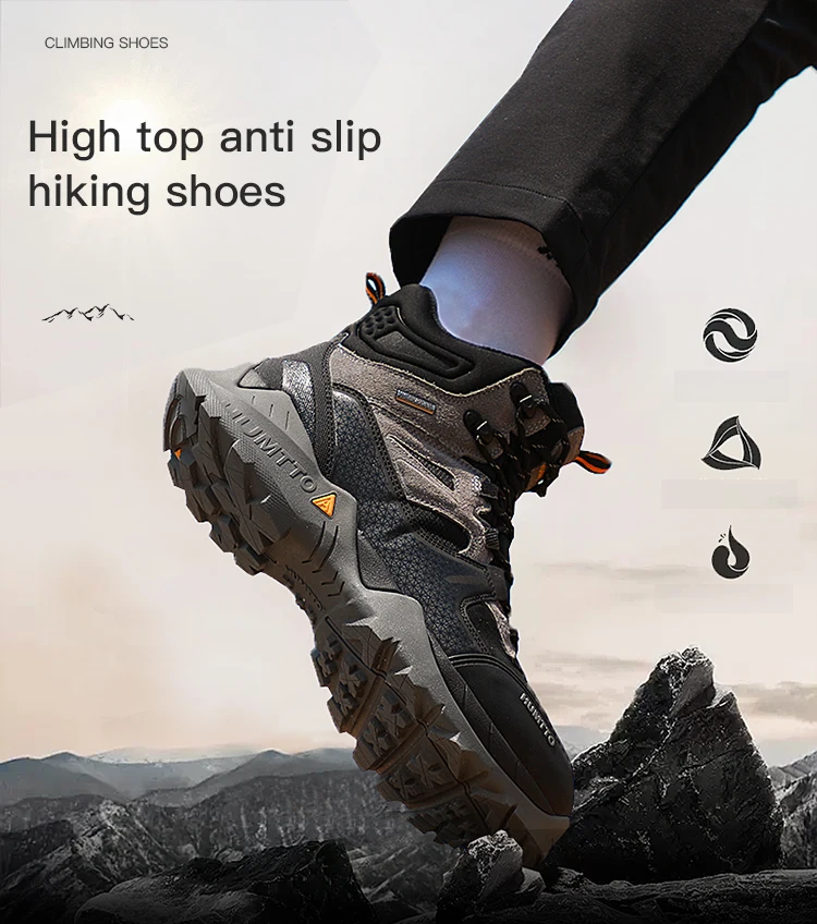 HUMTTO Waterproof Boots for Men Luxury Designer Outdoor Hiking Shoes Climbing Trekking Sneakers Leather Safety Mens Ankle Boots