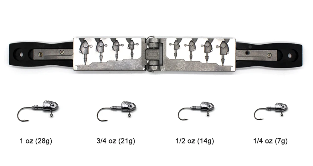 Dimatteo DIY Fishing 97 Pcs Swim Bait Jig Head Mould ADRJHM/ASSORTED COMBO 4 Cavities 1/4oz 1/2oz 3/4oz 1oz