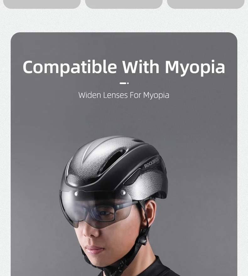 ROCKBROS Bicycle Helmet Aero Cycling Helmet Integrally-molded Bike Helmet Men Women Goggles Lens MTB Road Cycling Equipment