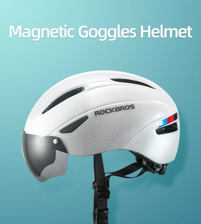 ROCKBROS Bicycle Helmet Aero Cycling Helmet Integrally-molded Bike Helmet Men Women Goggles Lens MTB Road Cycling Equipment