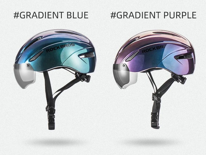 ROCKBROS Bicycle Helmet Aero Cycling Helmet Integrally-molded Bike Helmet Men Women Goggles Lens MTB Road Cycling Equipment