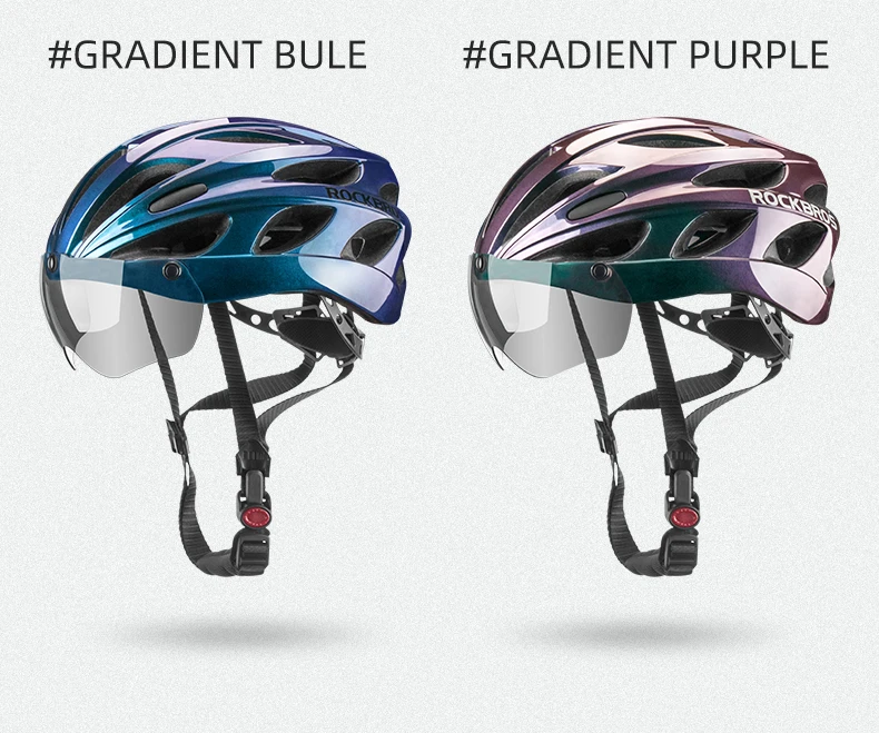 ROCKBROS Bicycle Helmet Aero Cycling Helmet Integrally-molded Bike Helmet Men Women Goggles Lens MTB Road Cycling Equipment