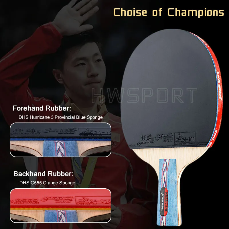 Original DHS Hurricane No1 No2 Table Tennis Racket Professional 5 Wood Blade Provincial Hurricane 3 Rubber Ping Pong Racket