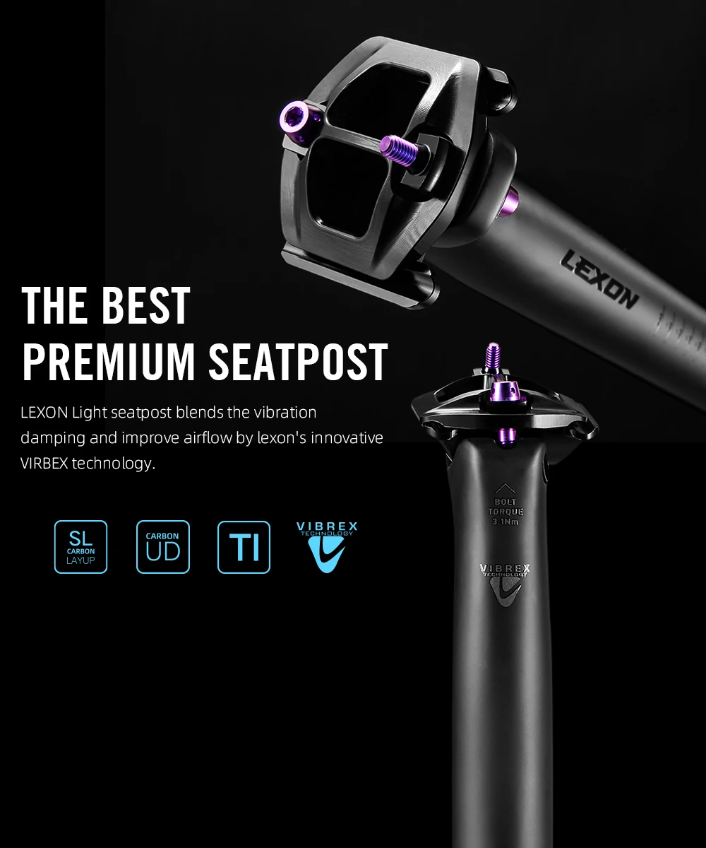 LEXON Ultralight 145g/155g Bicycle Seatpost Carbon 27.2/31.6mm Two Sizes MTB/Gravel/Road Bike Seating Tube 350mm Length Seatpost
