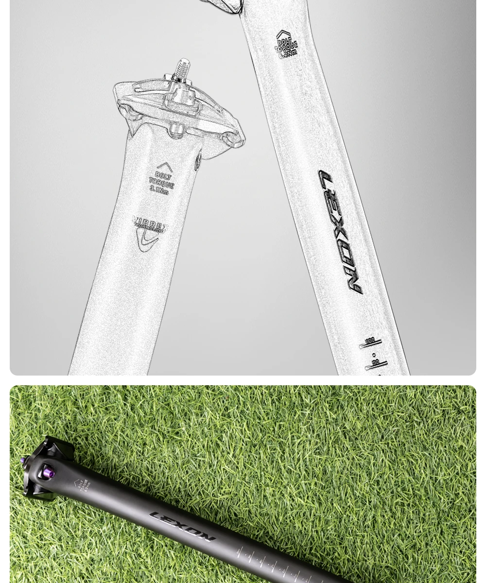 LEXON Ultralight 145g/155g Bicycle Seatpost Carbon 27.2/31.6mm Two Sizes MTB/Gravel/Road Bike Seating Tube 350mm Length Seatpost